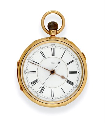 Lot 2269 - An 18 Carat Gold Chronograph Pocket Watch, signed H L Falk, Manchester, 1893, lever movement signed