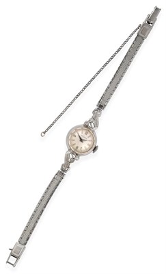 Lot 2271 - A Lady's 14 Carat White Gold Diamond Set Wristwatch, signed Le Coultre, circa 1950, (calibre...