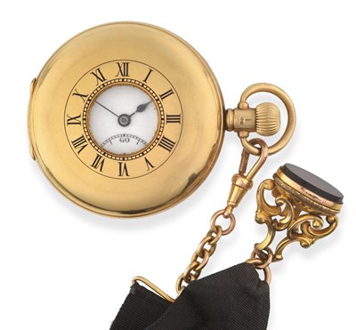 Lot 2272 - An 18 Carat Gold Half Hunter Pocket Watch, signed Syren, 1925, lever movement signed, enamel...