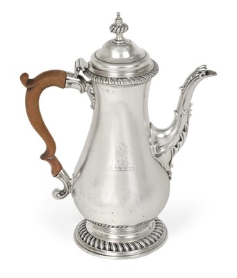 Lot 2278 - A George III Silver Coffee-Pot, Maker's Mark Worn, London, Probably 1764, pear-shaped and on...