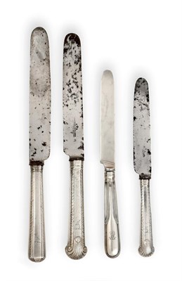Lot 2282 - A Set of George IV Silver Knives, Maker's Mark JH, Circa 1820, each with gadrooned handle and...