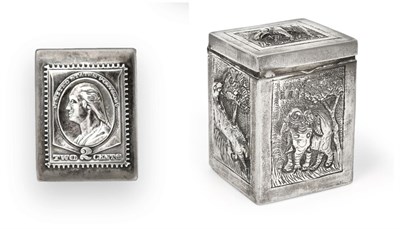 Lot 2287 - An American Silver Stamp-Box and An Indian Silver Playing Card-Box, The First With Stag...
