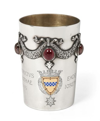 Lot 2298 - A Victorian Scottish Silver, Enamel and Gem-Set Beaker, by James Crichton and Co., Edinburgh, 1885