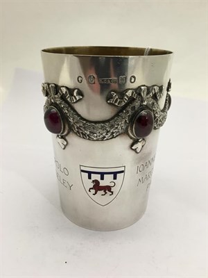 Lot 2298 - A Victorian Scottish Silver, Enamel and Gem-Set Beaker, by James Crichton and Co., Edinburgh, 1885