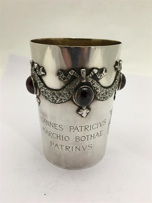 Lot 2298 - A Victorian Scottish Silver, Enamel and Gem-Set Beaker, by James Crichton and Co., Edinburgh, 1885