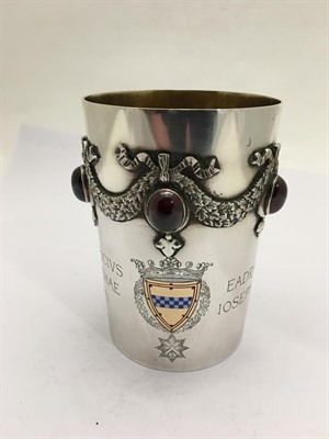Lot 2298 - A Victorian Scottish Silver, Enamel and Gem-Set Beaker, by James Crichton and Co., Edinburgh, 1885