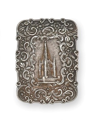 Lot 2307 - A Victorian Silver 'Castle Top' Card-Case, by Taylor and Perry, Birmingham, 1844, oblong, the front