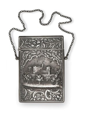 Lot 2312 - A Victorian Silver 'Castle-Top' Card-Case, by Nathaniel Mills, Birmingham, 1847, oblong and...