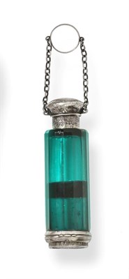 Lot 2316 - A Victorian Silver-Mounted Green Glass Scent-Bottle Cum Vinaigrette, Apparently Unmarked, Late...