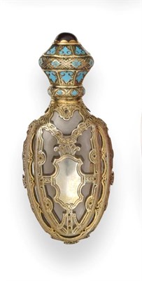 Lot 2324 - A Victorian Silver-Gilt Mounted Gem-Set and Enamelled Glass Scent-Bottle, Apparently Unmarked, Last