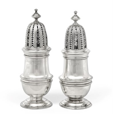 Lot 2334 - A Pair of George V Silver Sugar-Casters, by Vander and Hedges, London, 1911, Retailed by...