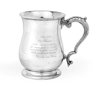 Lot 2336 - An Elizabeth II Silver Mug, by Barker Brothers Silver Ltd., Birmingham, 1956, baluster and on...