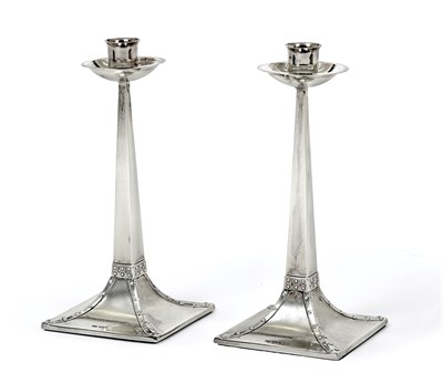 Lot 2348 - A Pair of Edward VII Silver Candlesticks, by James Dixon and Sons, Sheffield, 1906, each in the...