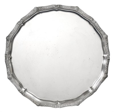 Lot 2362 - A George V Silver Salver, by Fenton, Russell and Co. Ltd., Birmingham, 1935, shaped circular and on