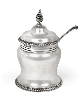 Lot 2378 - A George V Silver Mustard-Pot and Spoon, by Richard Comyns, London, 1928, baluster and with...