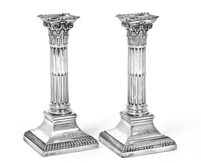 Lot 2381 - A Pair of George V Silver Candlesticks, by Hawksworth, Eyre and Co. Ltd., Sheffield, 1923, each...