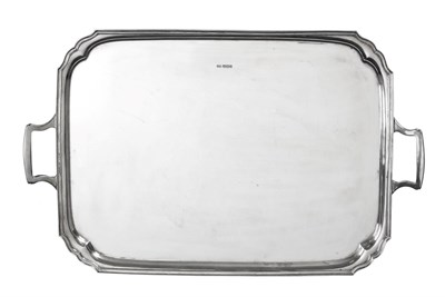 Lot 2387 - A George V Silver Tray, by Charles William Fletcher, Sheffield, 1932, oblong and with incurved...