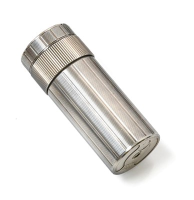 Lot 2391 - A French Silver Plated Table-Lighter, by S. T. Dupont, Paris, Circa 1970, cylindrical, the...