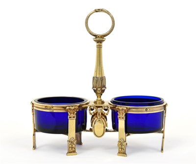 Lot 2394 - A French Empire Silver-Gilt Double Salt-Cellar, Maker's Mark PB, Paris, 1803-1809, each...