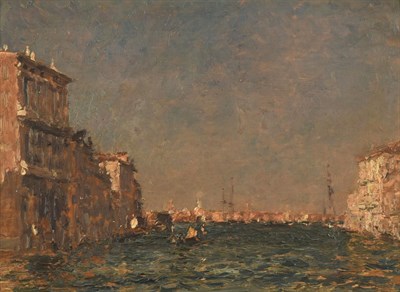 Lot 1129 - Emma Ciardi (1879-1933) Italian ''An Island Lagoon, Venice'' Signed, oil on panel, 26cm by 36cm...