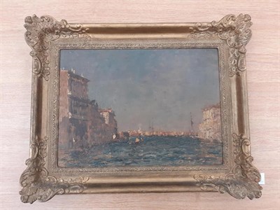 Lot 1129 - Emma Ciardi (1879-1933) Italian ''An Island Lagoon, Venice'' Signed, oil on panel, 26cm by 36cm...