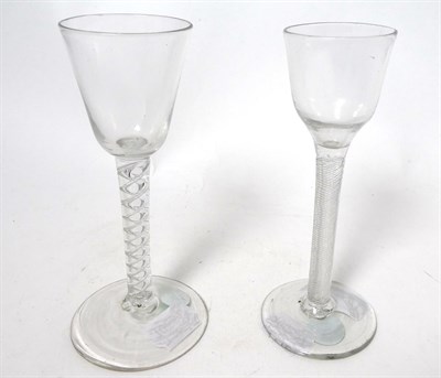 Lot 6 - A Wine Glass, circa 1750, the rounded funnel bowl on an air twist stem and circular foot, 16cm...