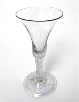 Lot 22 - A Wine Glass, circa 1760, the bell shaped bowl on an air twist stem and folded foot, 20cm high