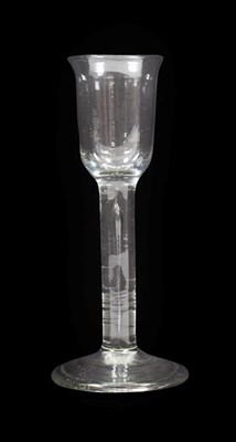 Lot 26 - A Cordial Glass, circa 1750, the rounded cylindrical bowl with everted rim on plain stem with...