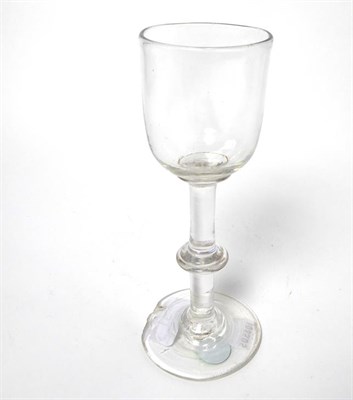 Lot 31 - A Wine Glass, circa 1750, the ovoid bowl with basal blade knop on a plain stem with annular...