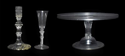 Lot 38 - A Glass Tazza, circa 1770, of circular form with moulded gallery on a panelled baluster stem...