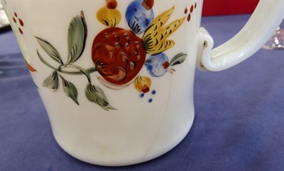 Lot 39 - A Bohemian Milchglas Mug, circa 1780, painted with a gentleman on horseback flanked by...
