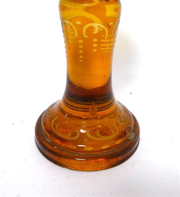 Lot 44 - A Bohemian Amber Overlay Clear Glass Goblet Vase and Cover, mid 19th century, the panelled bowl...