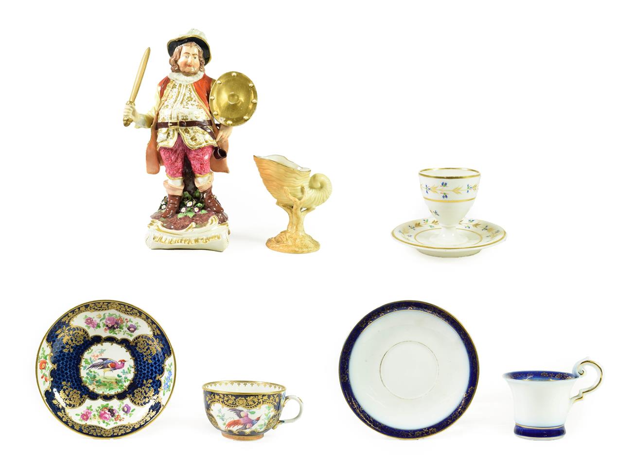 Lot 52 - A Derby Porcelain Figure of  Falstaff, circa 1780, standing, a sword in one hand, his shield in the