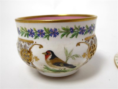 Lot 67 - A Royal Worcester Porcelain Reticulated Cabinet Cup and Saucer, circa 1870, painted with...