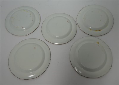 Lot 82 - A Set of Eight Spode Pearlware Dinner Plates, circa 1820, transfer printed and overpainted with...