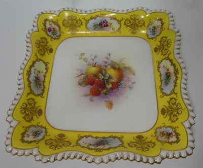Lot 91 - A Royal Worcester Porcelain Dessert Dish, 1912, of square form, painted by George Cole with...
