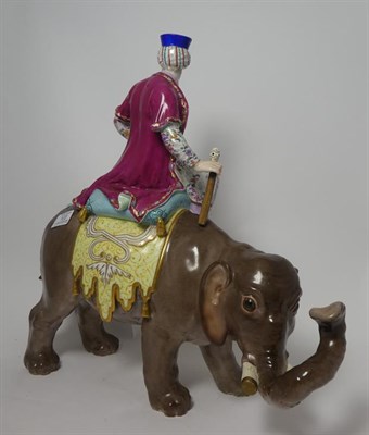 Lot 103 - A Meissen Style Porcelain Elephant Group, after the 18th century model by J J Kändler and P...