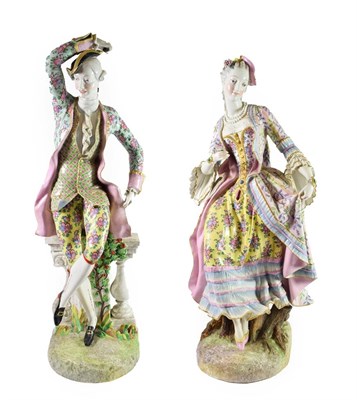 Lot 106 - A Pair of Meissen Style Porcelain Figures of a Lady and Gentleman, late 19th century, standing...