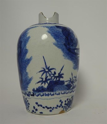 Lot 110 - A Dutch Delft Jar, early 18th century, of baluster form, painted in blue with Chinese figures...