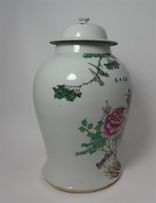 Lot 118 - A Chinese Porcelain Baluster Jar and Cover, late 19th/early 20th century, painted in famille...