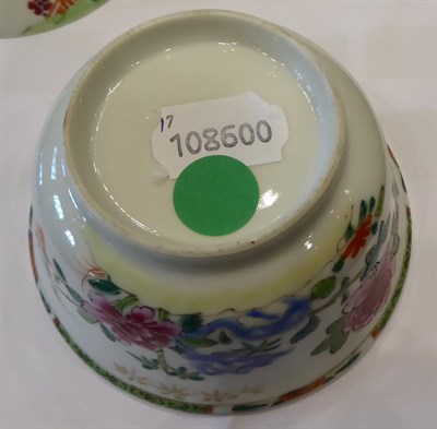 Lot 128 - A Chinese Porcelain Rice Bowl and Cover, Qianlong, painted in famille rose enamels with foliage and