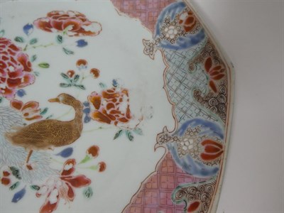Lot 130 - A Chinese Porcelain Plate, Qianlong, of octagonal form, painted in famille rose enamels with a...