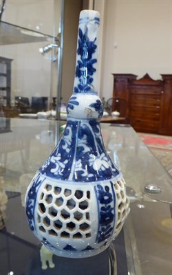 Lot 133 - A Chinese Porcelain Wine Pot and Cover, Kangxi, of ogee rectangular form with overhead handle,...