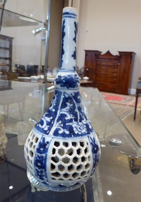 Lot 133 - A Chinese Porcelain Wine Pot and Cover, Kangxi, of ogee rectangular form with overhead handle,...