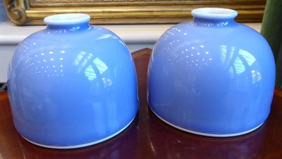 Lot 139 - A Pair of Chinese Clair de Lune Glazed Brush Pots, Kangxi reign marks but probably late Qing,...