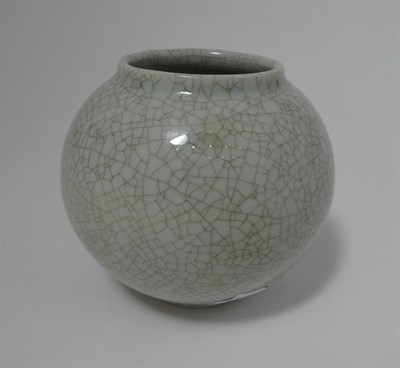 Lot 140 - A Chinese Guan-Type Water Pot, in Song style, of ovoid shape with everted rim and crackle...