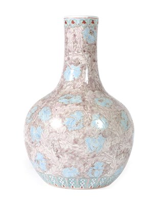Lot 146 - A Chinese Porcelain Bottle Vase, Tianquiping, early 20th century, painted in shades of pink and...