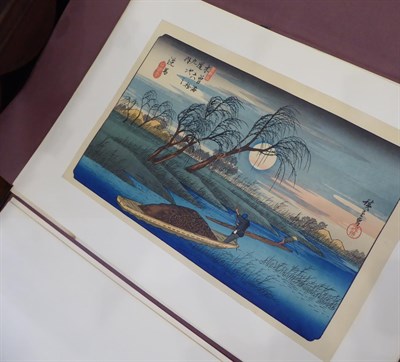 Lot 172 - After Utagawa Hiroshige Sudden shower over Shin Ohashi Bridge Fireworks at Ryogoku A pair from...