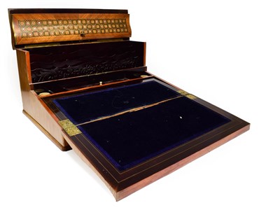 Lot 195 - A Napoleon III Brass Bound, Mother-of-Pearl, Parquetry and Kingwood Writing Slope, the hinged...