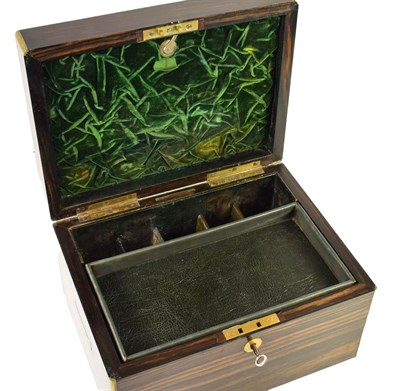Lot 198 - An Early Victorian Brass Bound Coromandel Travelling Dressing Table Box, by Willian Leuchars,...